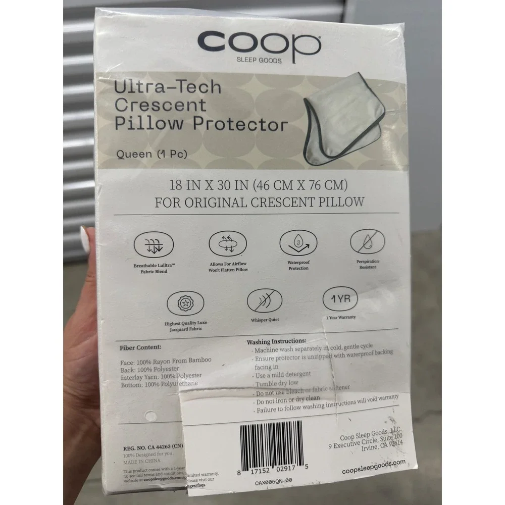 Coop Sleep Goods Ultra-Tech Crescent Pillow Protector Queen White NWT DIRTY